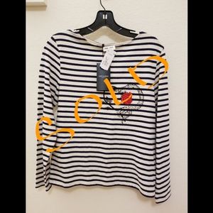 Saint Laurent Crewneck LongSleeve Striped Knit Top